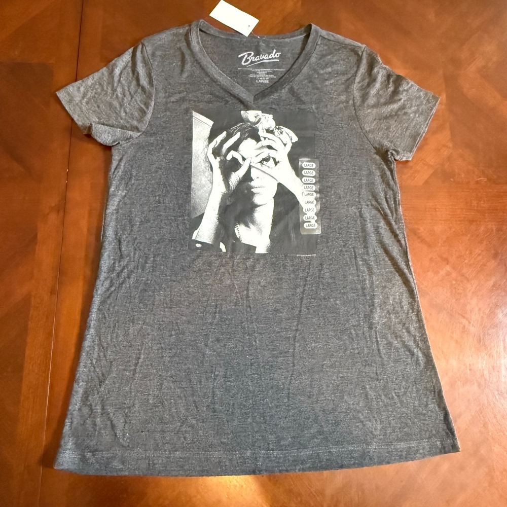 Bravado‎ Graphic Portrait Tee Gray Heather Soft Vintage Style Shirt Size L